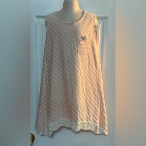 Isobella & Chloe Oatmeal Heather Pink Stripe Tunic Sz 14